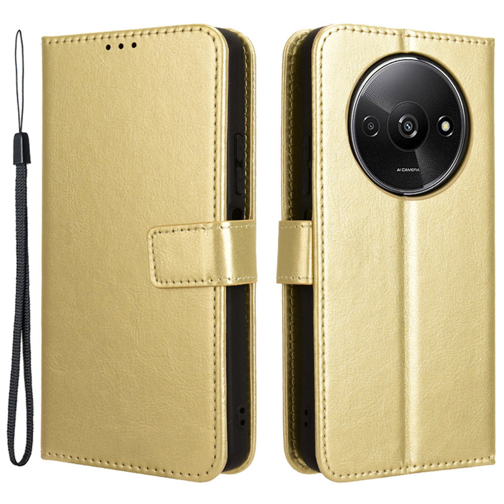 For Xiaomi Redmi A3 / Poco C61 4G Wallet Case Crazy Horse Texture Leather Phone Cover Viewing Stand