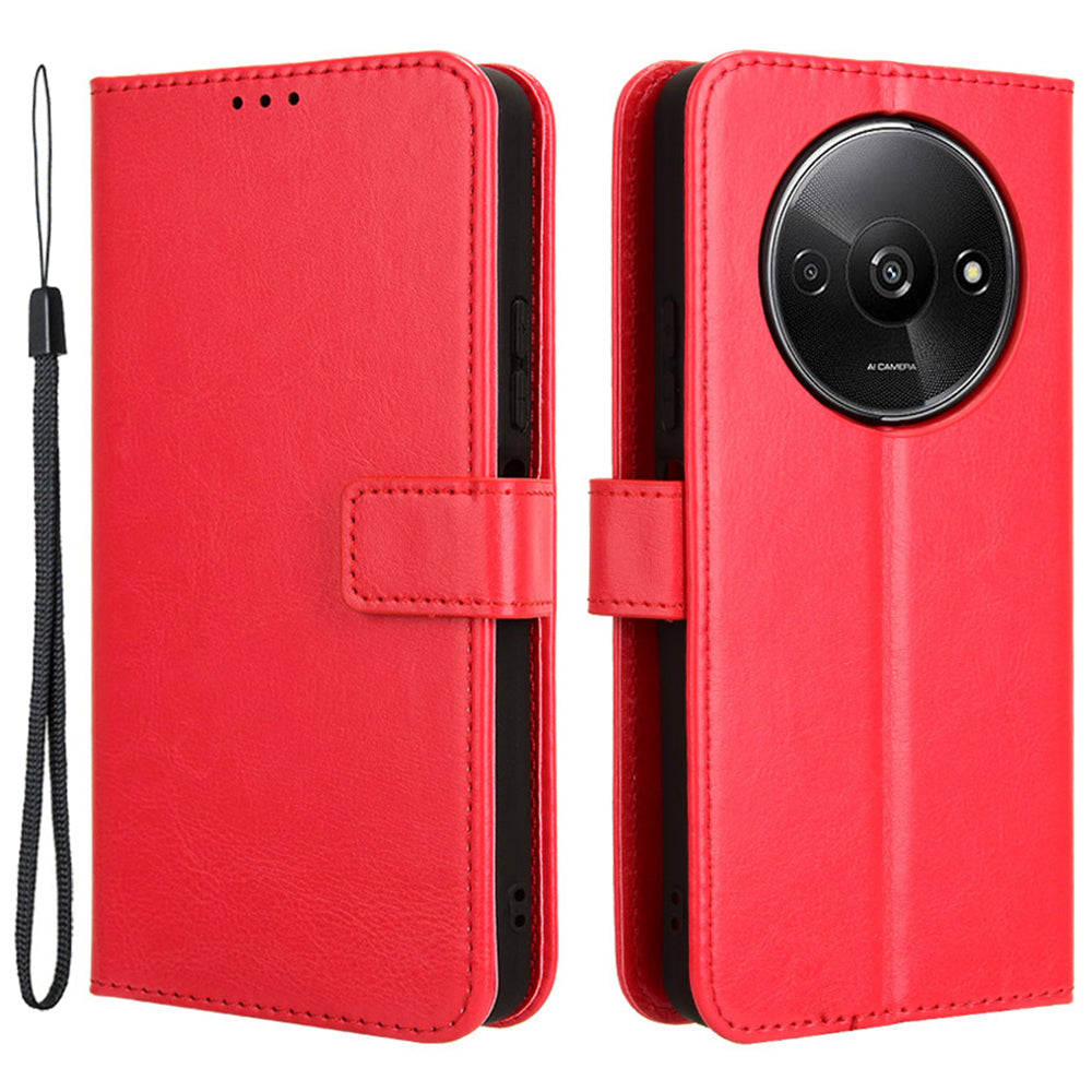 For Xiaomi Redmi A3 / Poco C61 4G Wallet Case Crazy Horse Texture Leather Phone Cover Viewing Stand