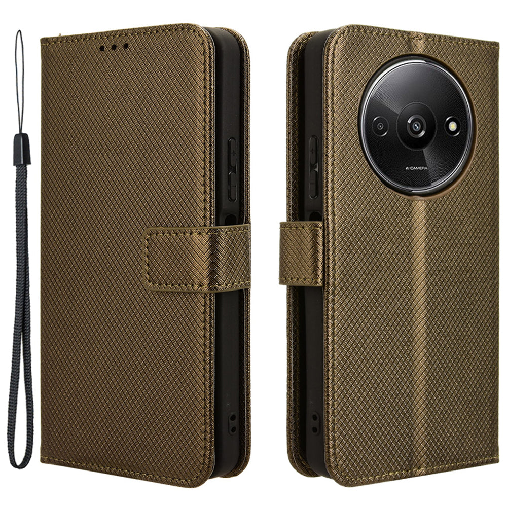 For Xiaomi Redmi A3 / Poco C61 4G Case Diamond Texture Flip Folio Leather Cell Phone Cover