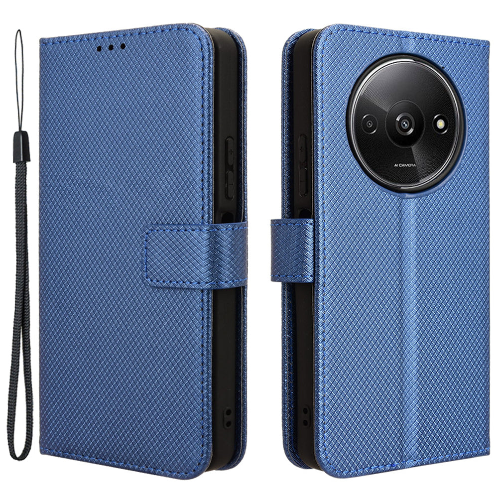 For Xiaomi Redmi A3 / Poco C61 4G Case Diamond Texture Flip Folio Leather Cell Phone Cover