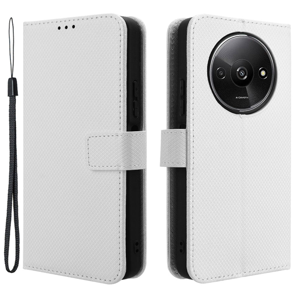 For Xiaomi Redmi A3 / Poco C61 4G Case Diamond Texture Flip Folio Leather Cell Phone Cover