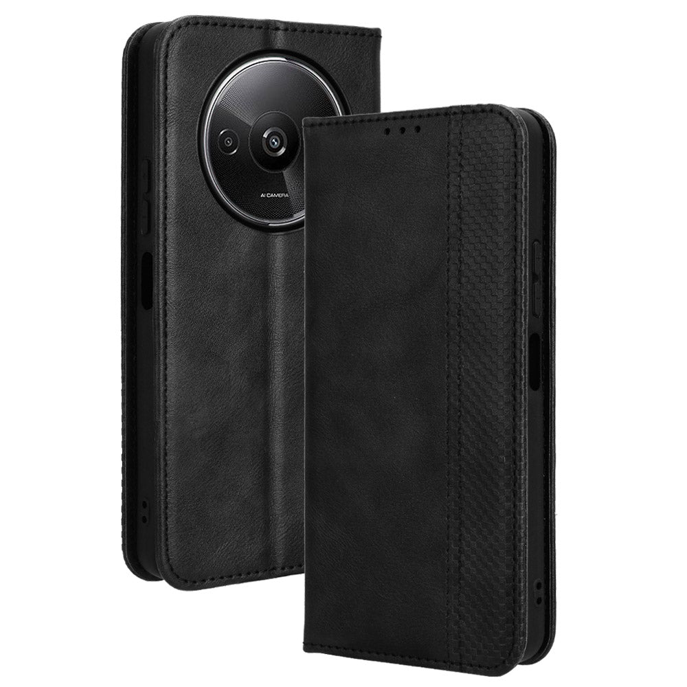 For Xiaomi Redmi A3 / Poco C61 4G Vintage Leather Case Folio Flip Wallet Phone Cover