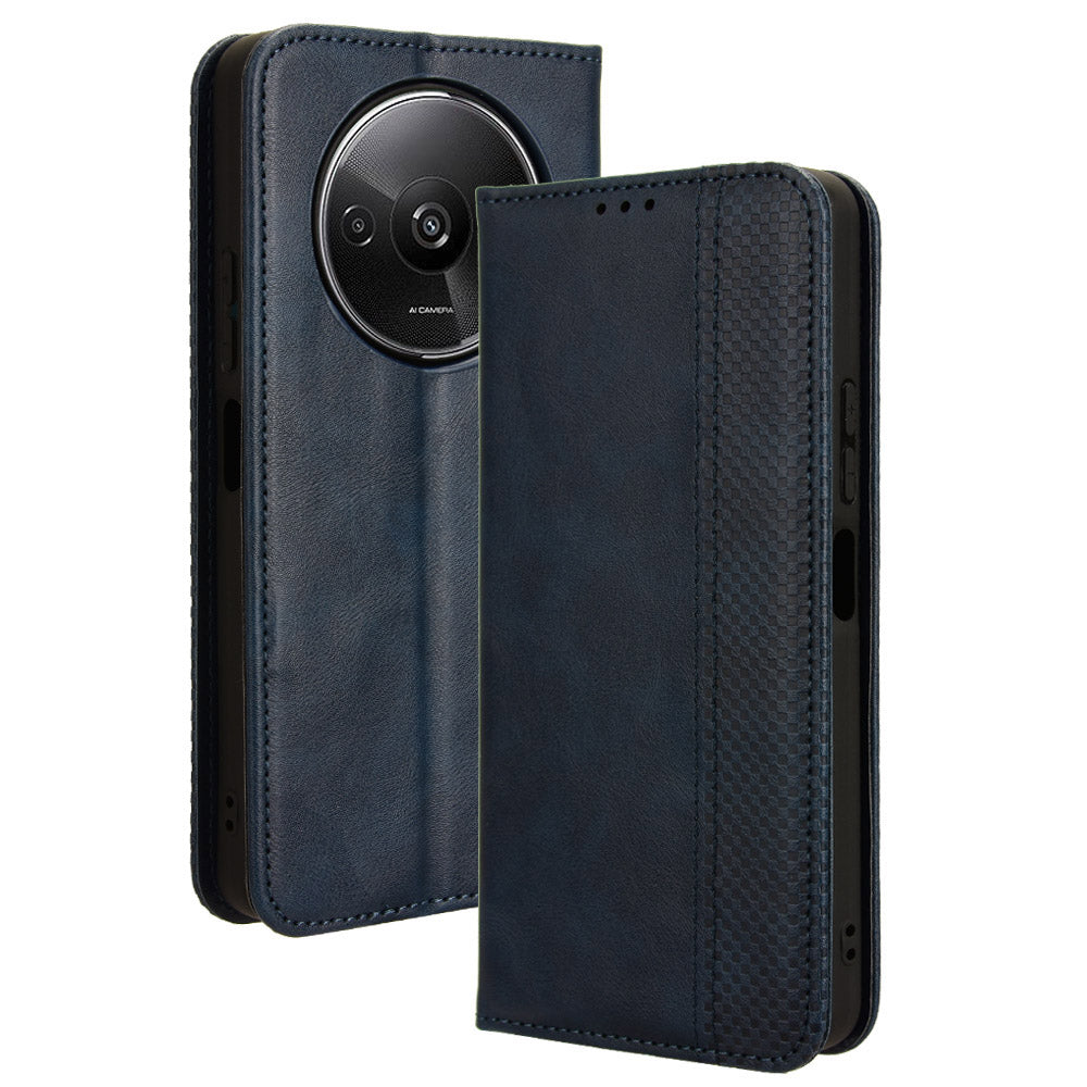 For Xiaomi Redmi A3 / Poco C61 4G Vintage Leather Case Folio Flip Wallet Phone Cover