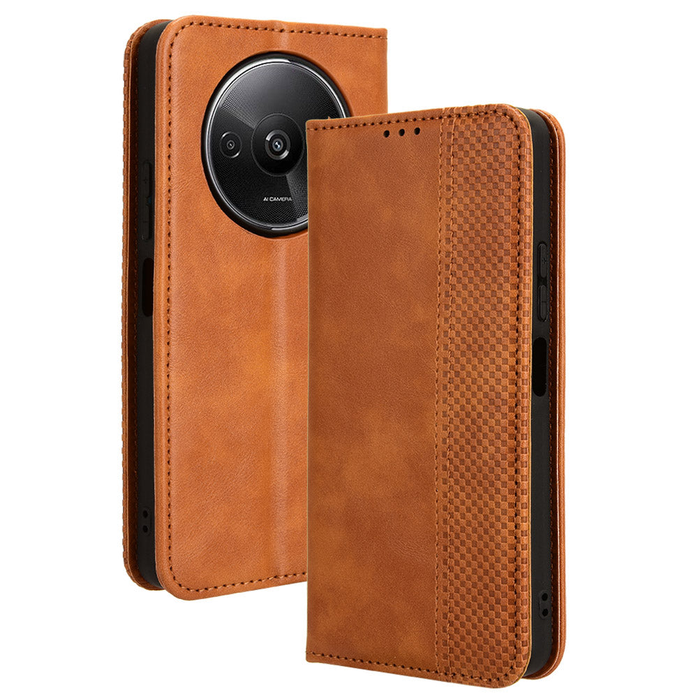For Xiaomi Redmi A3 / Poco C61 4G Vintage Leather Case Folio Flip Wallet Phone Cover