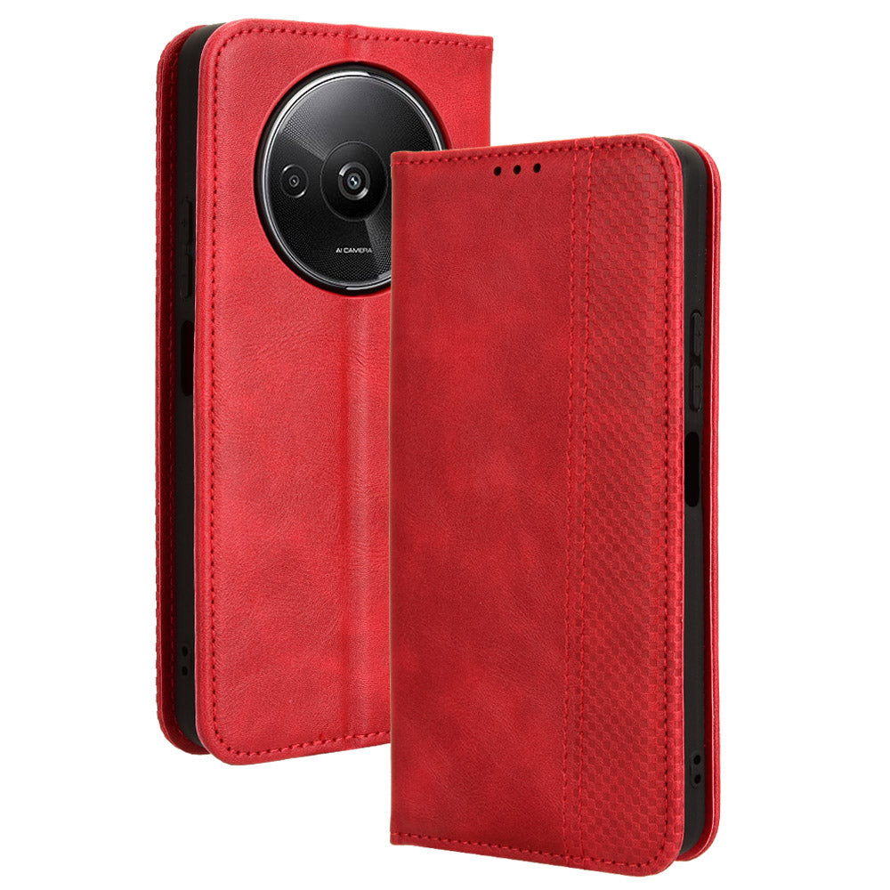For Xiaomi Redmi A3 / Poco C61 4G Vintage Leather Case Folio Flip Wallet Phone Cover