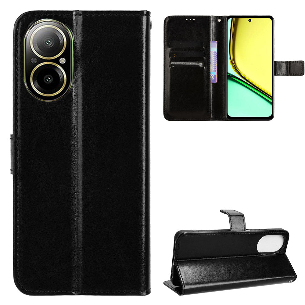 For Realme C67 4G / 12 Lite 4G Case Crazy Horse Texture Leather Flip Wallet Phone Cover