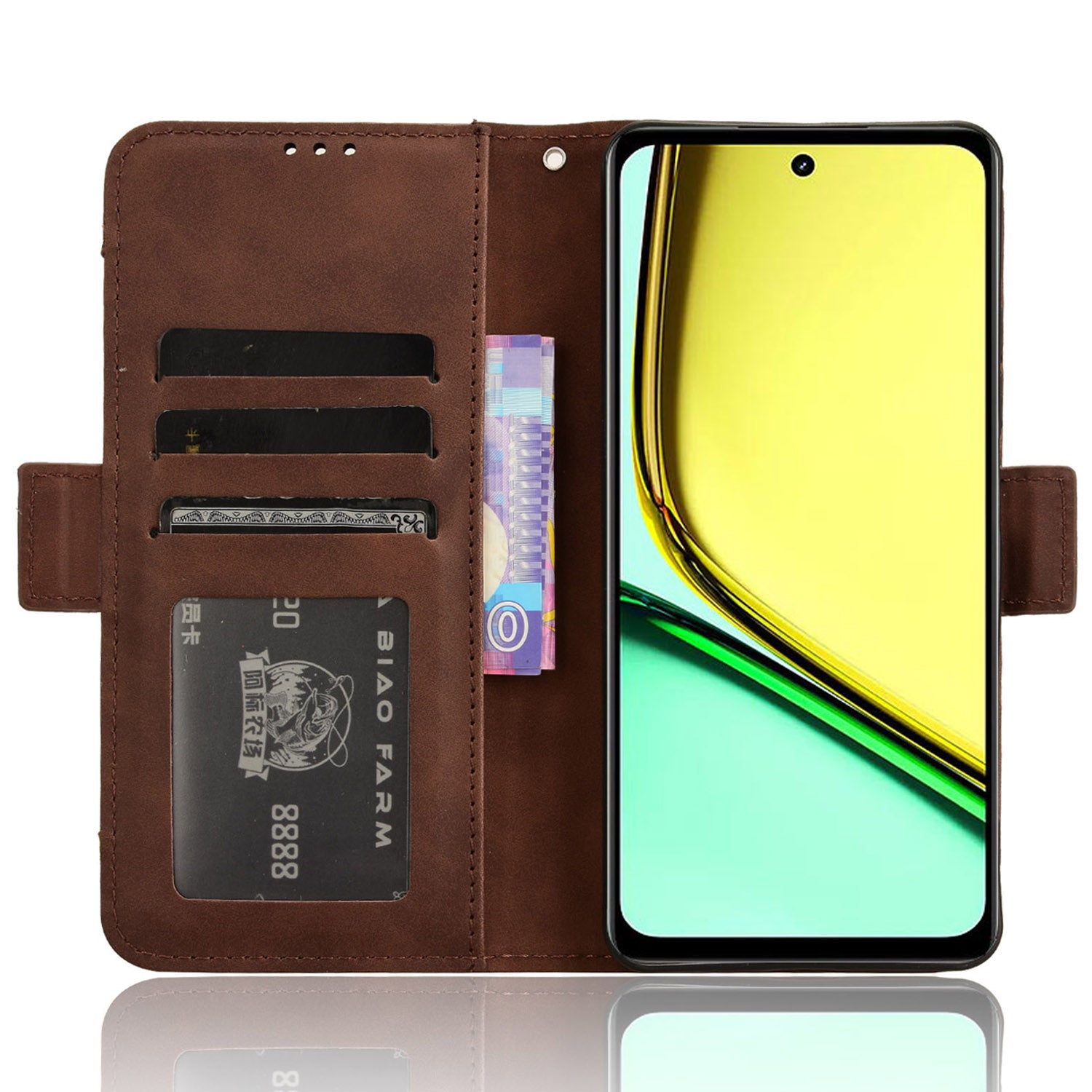 For Realme C67 4G / 12 Lite 4G Case PU Leather Multiple Card Slots Wallet Phone Cover