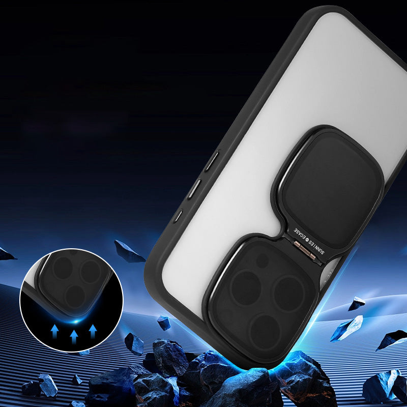 For iPhone 15 Pro Max Clear Case TPU+Acrylic Folded Kickstand Phone Cover