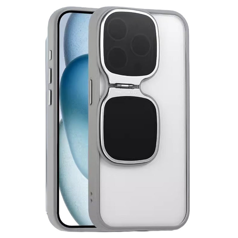 For iPhone 15 Pro Max Clear Case TPU+Acrylic Folded Kickstand Phone Cover