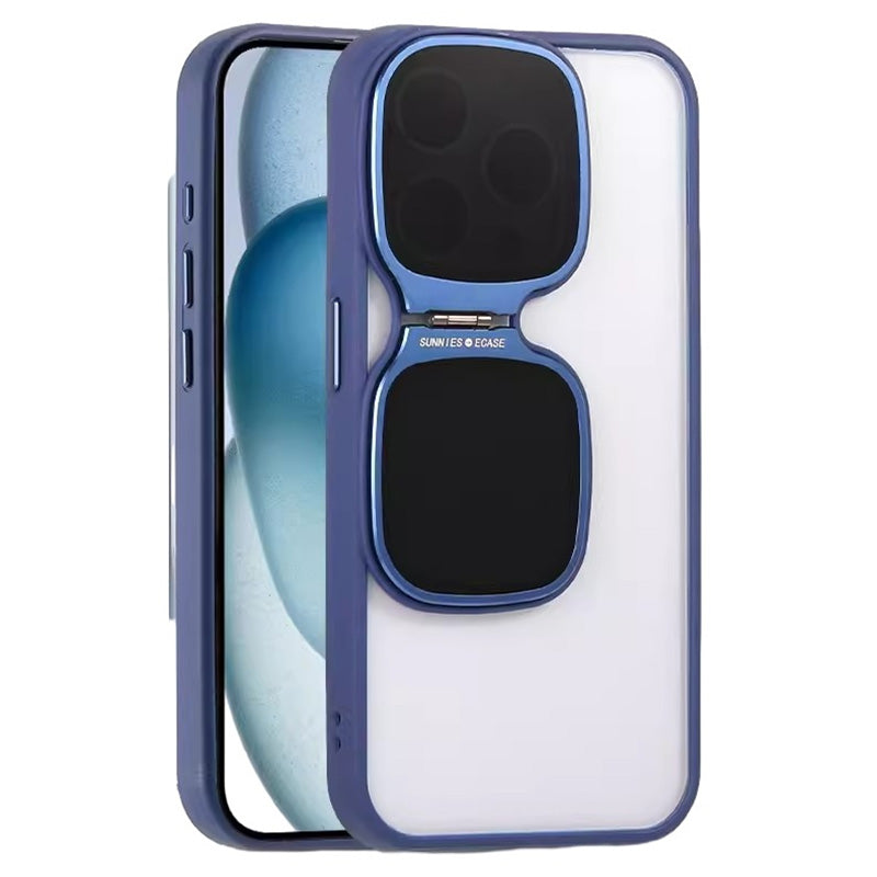 For iPhone 13 Pro 6.1 inch Cell Phone Case TPU+Acrylic Cover with Sunglasses Design Holder Kickstand