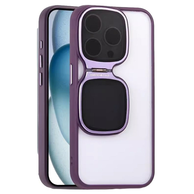 For iPhone 14 Pro Case Soft TPU+Clear Acrylic Phone Protective Cover with Kickstand