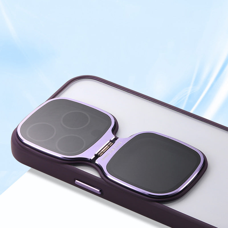 For iPhone 14 Pro Case Soft TPU+Clear Acrylic Phone Protective Cover with Kickstand