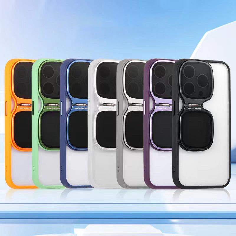 For iPhone 14 Pro Case Soft TPU+Clear Acrylic Phone Protective Cover with Kickstand
