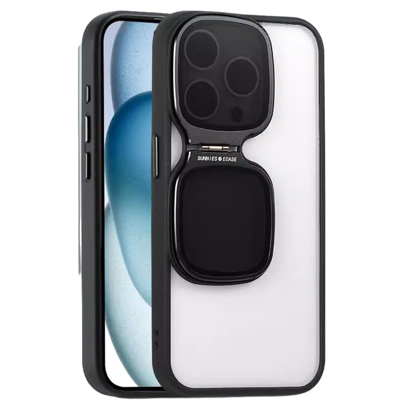 For iPhone 14 Pro Case Soft TPU+Clear Acrylic Phone Protective Cover with Kickstand