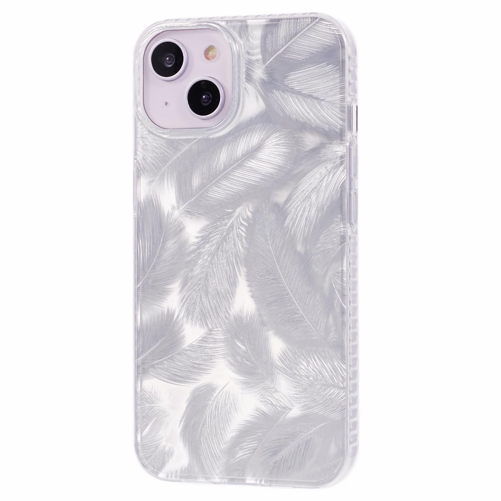 MP Series For iPhone 15 IMD Phone Case Feathers Design TPU+Acrylic Back Cover