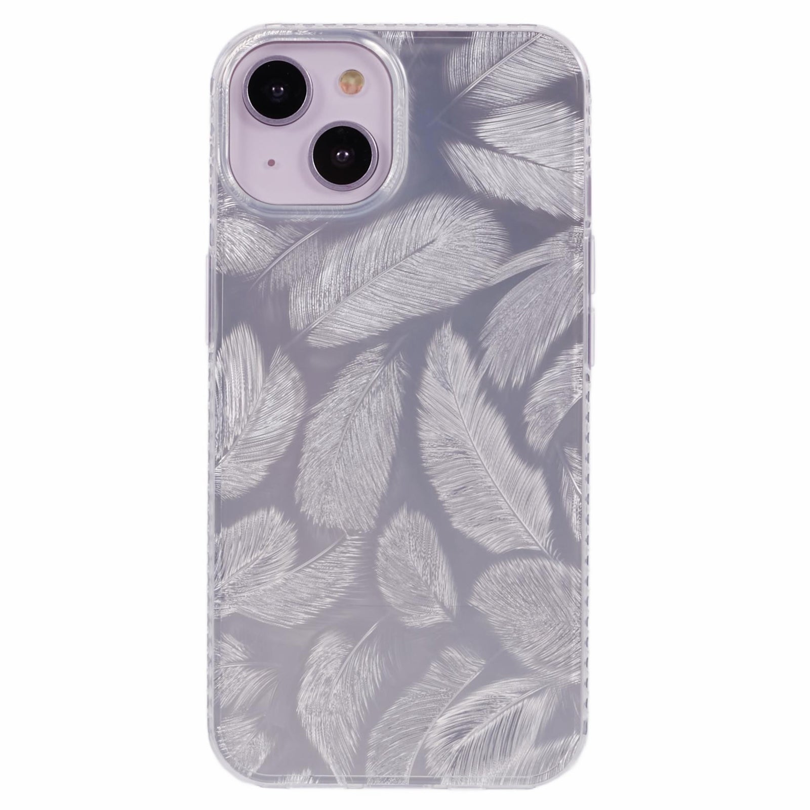 MP Series For iPhone 15 IMD Phone Case Feathers Design TPU+Acrylic Back Cover