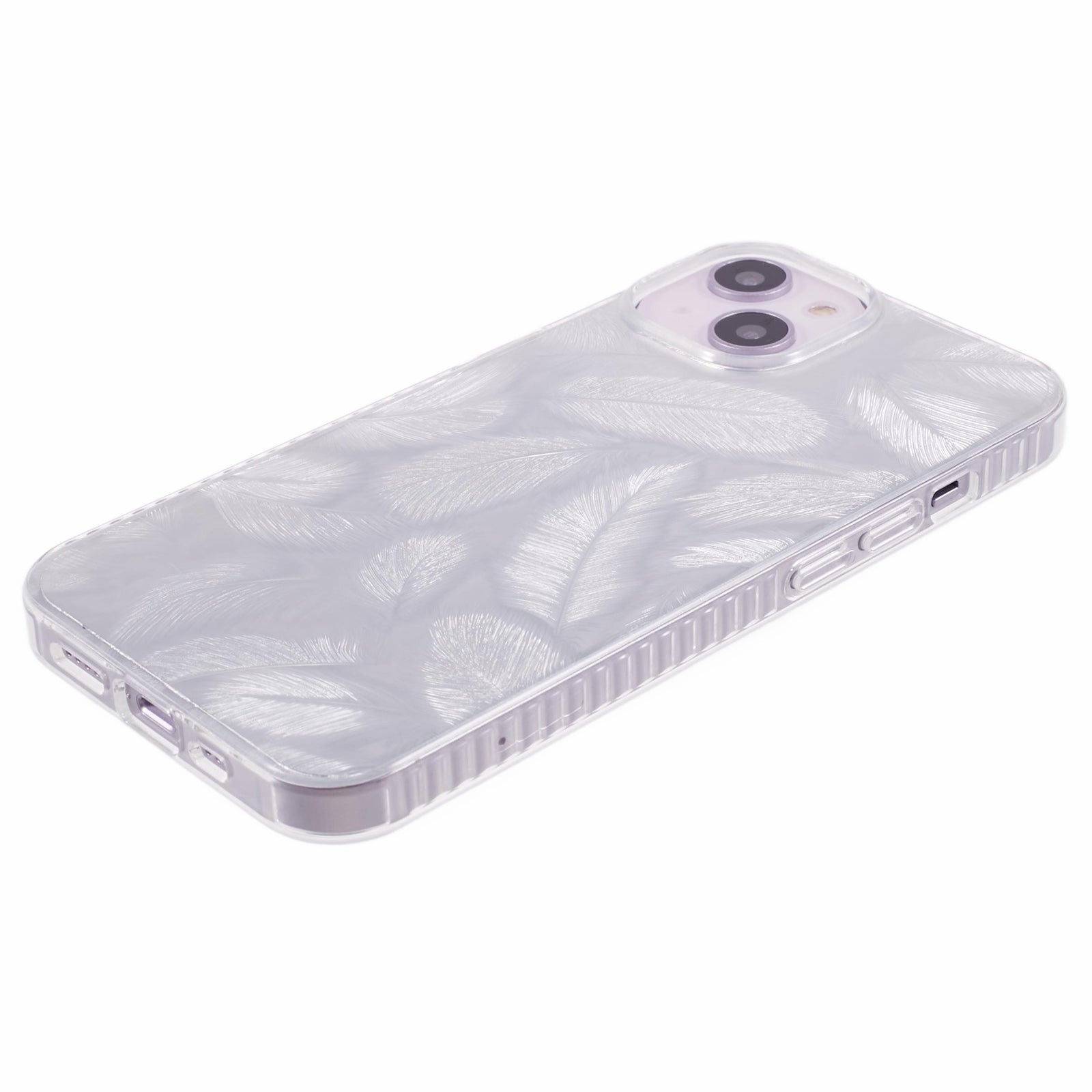 MP Series For iPhone 15 IMD Phone Case Feathers Design TPU+Acrylic Back Cover