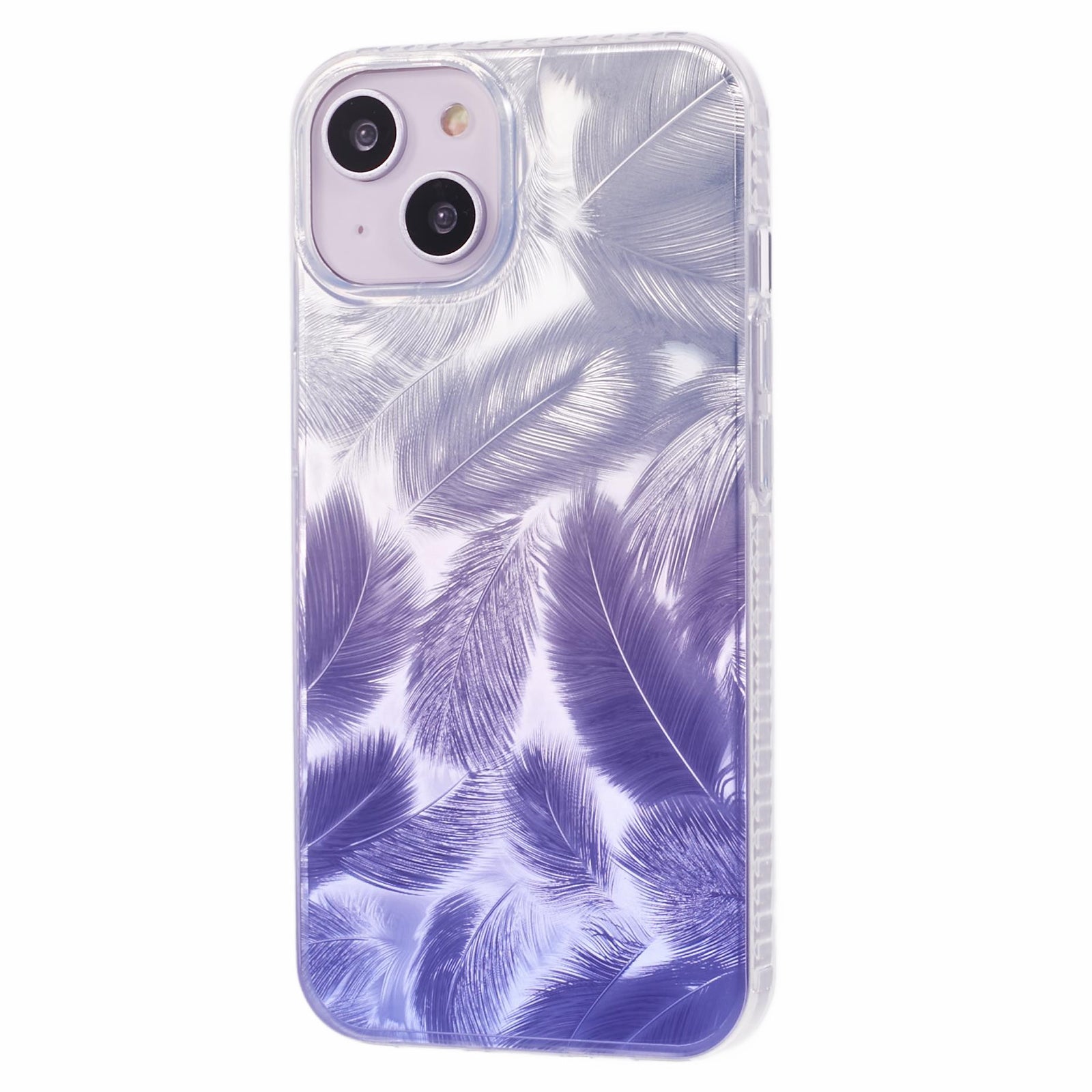 MP Series For iPhone 15 IMD Phone Case Feathers Design TPU+Acrylic Back Cover