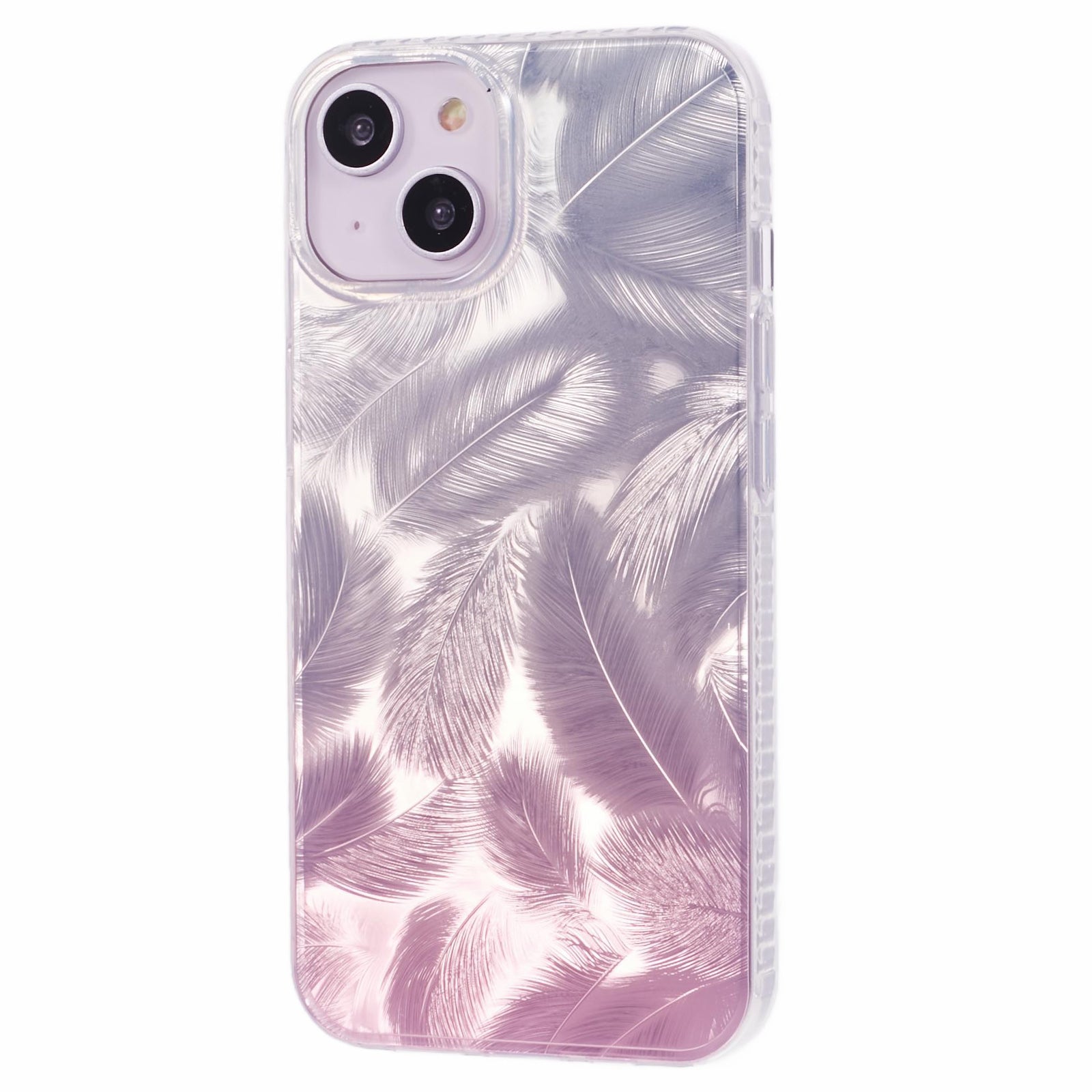 MP Series For iPhone 15 IMD Phone Case Feathers Design TPU+Acrylic Back Cover