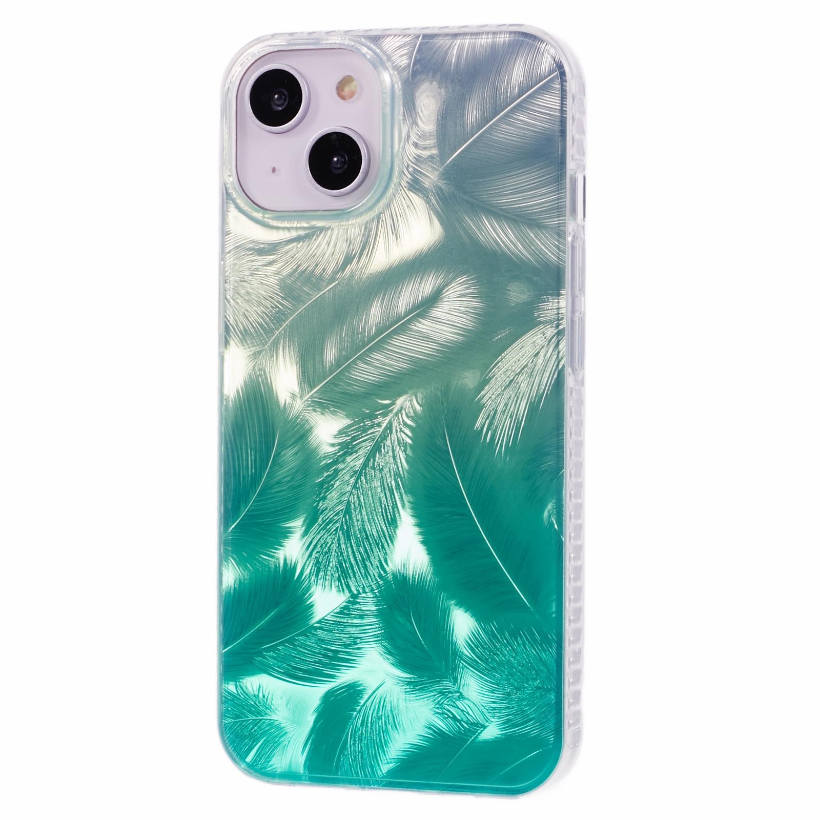 MP Series For iPhone 15 IMD Phone Case Feathers Design TPU+Acrylic Back Cover