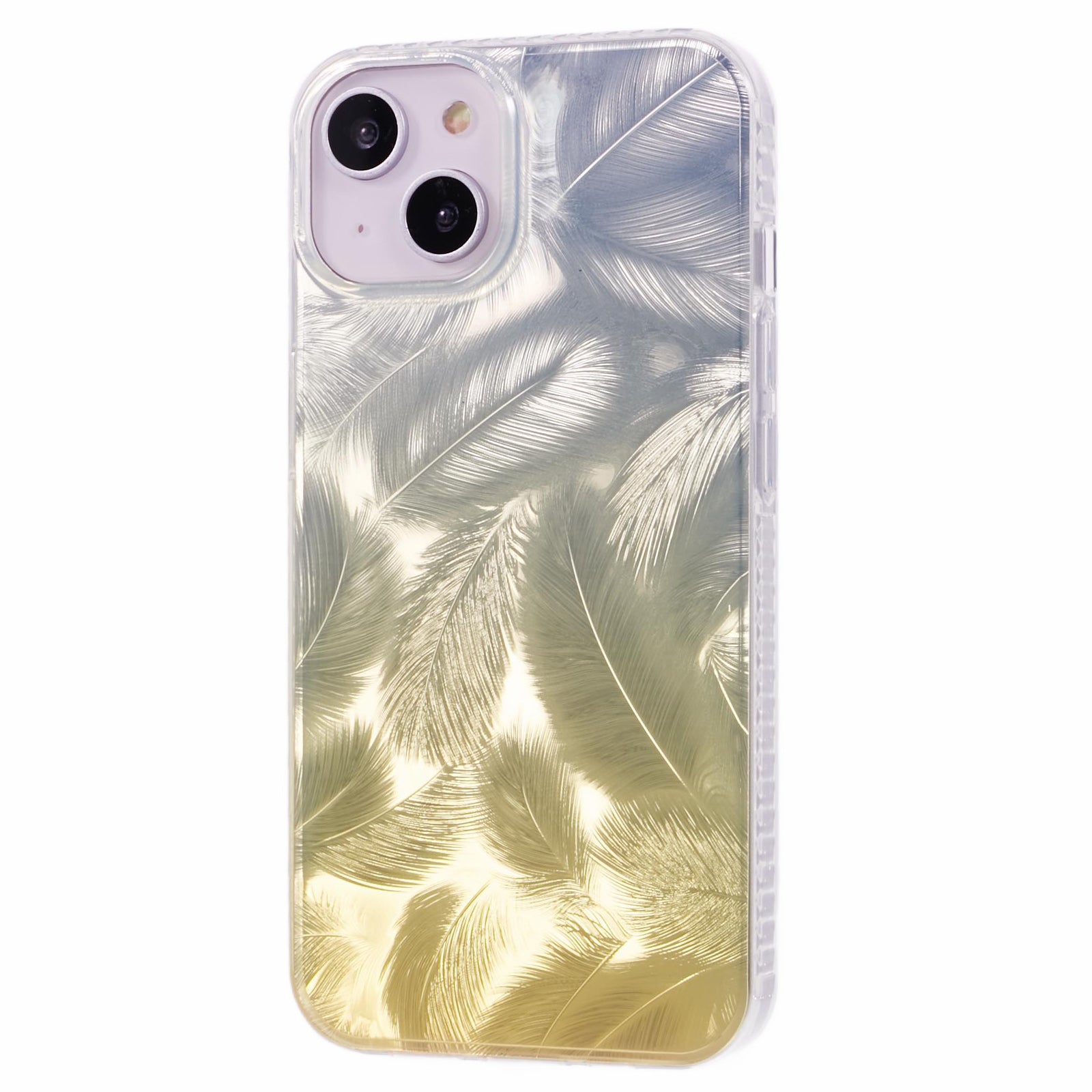 MP Series For iPhone 15 IMD Phone Case Feathers Design TPU+Acrylic Back Cover