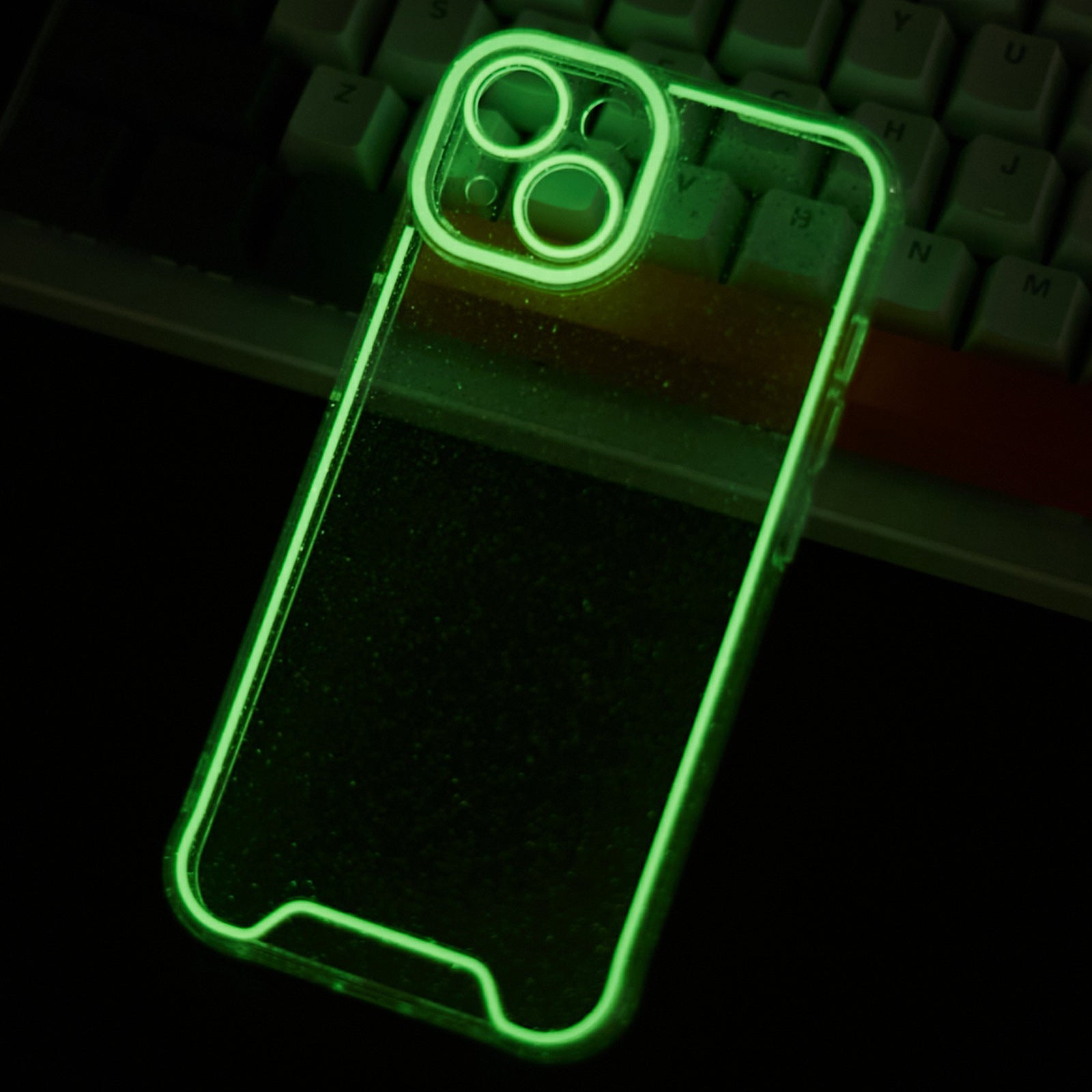 XW Series For iPhone 13 TPU Case Luminous Frame Glitter Bling Phone Cover