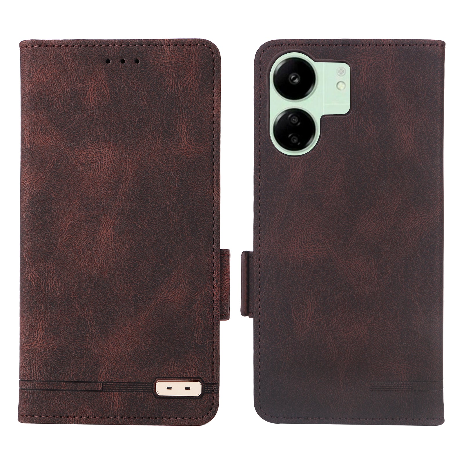 For Xiaomi Redmi 13C 5G Case Protective PU Leather Wallet Hardware Decor Phone Cover