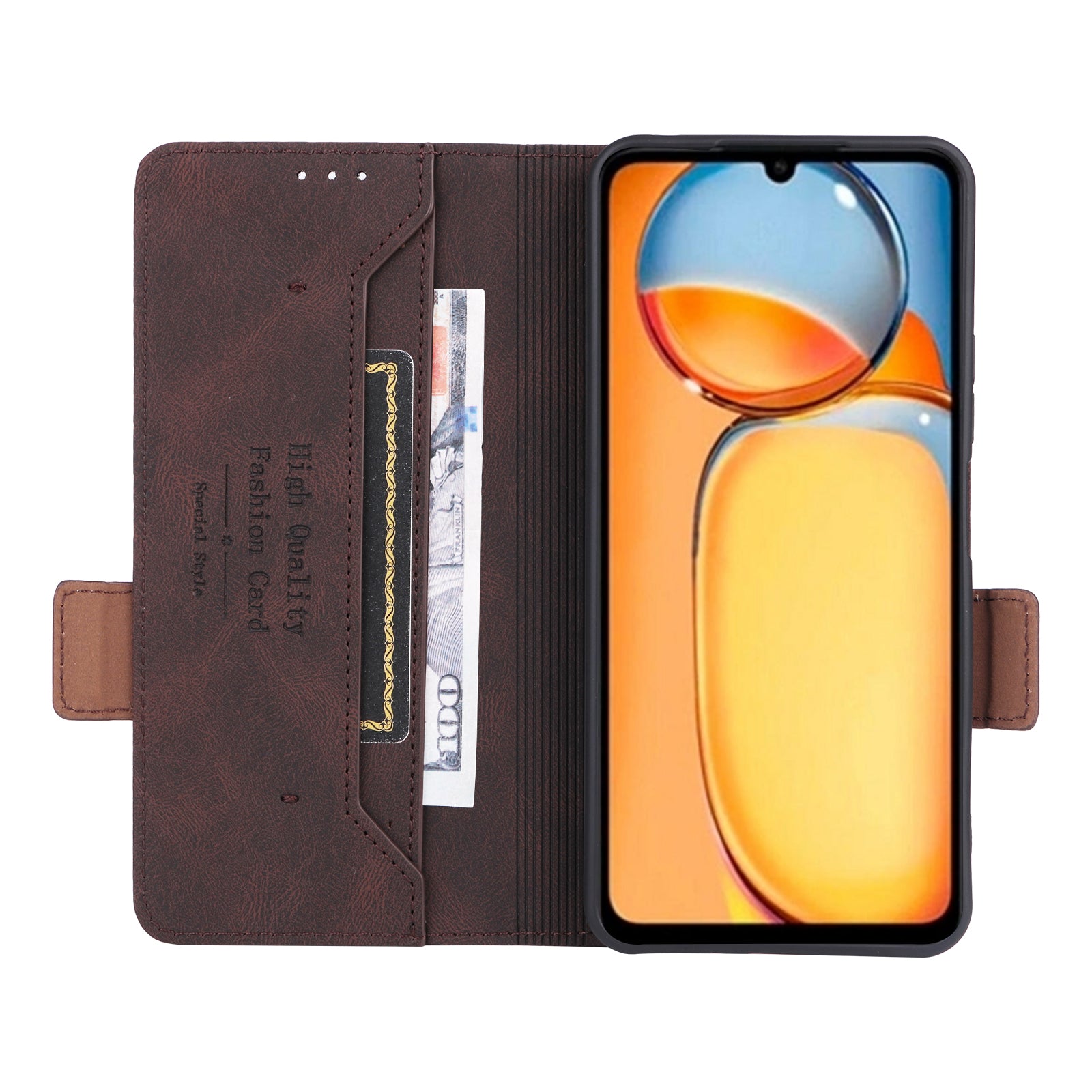 For Xiaomi Redmi 13C 5G Case Protective PU Leather Wallet Hardware Decor Phone Cover