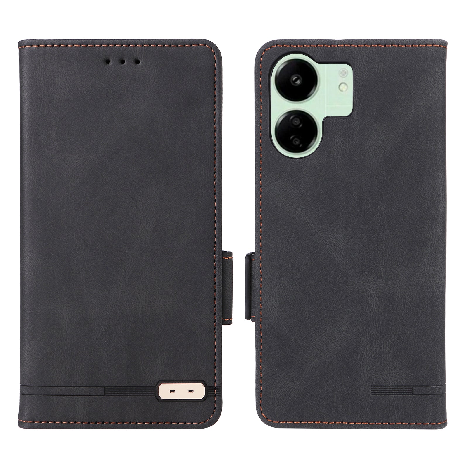 For Xiaomi Redmi 13C 5G Case Protective PU Leather Wallet Hardware Decor Phone Cover