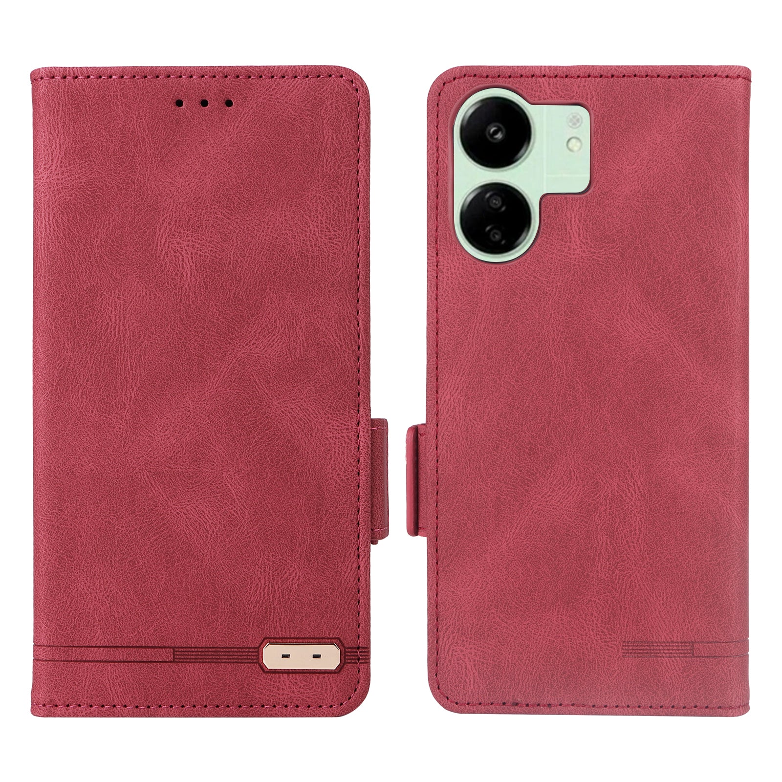 For Xiaomi Redmi 13C 5G Case Protective PU Leather Wallet Hardware Decor Phone Cover