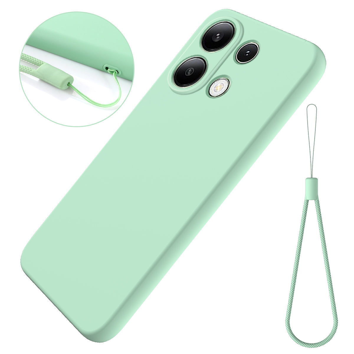 For Xiaomi Redmi Note 13 Pro 4G / Poco M6 Pro 4G Case Soft Touch Liquid Silicone Phone Cover with Strap