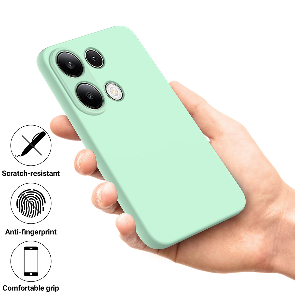 For Xiaomi Redmi Note 13 Pro 4G / Poco M6 Pro 4G Case Soft Touch Liquid Silicone Phone Cover with Strap