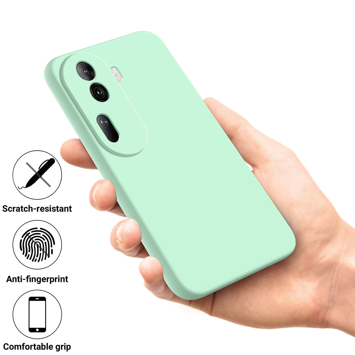 For Oppo Reno11 Pro 5G (Global) Case Liquid Silicone Phone Cover with Anti-Scratch Fiber Lining