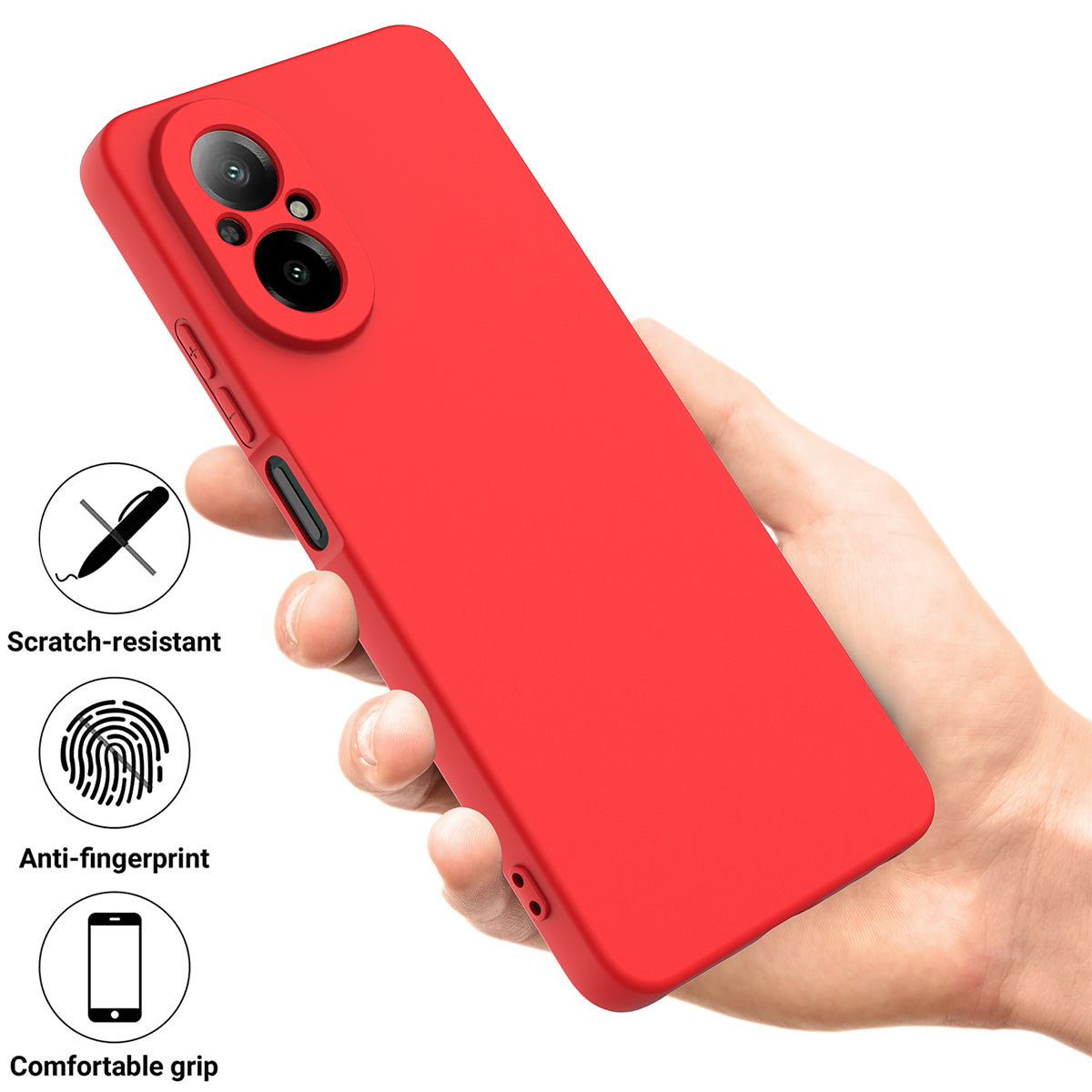 For Realme C67 4G Case Liquid Silicone Fiber Lining Protective Phone Cover with Strap