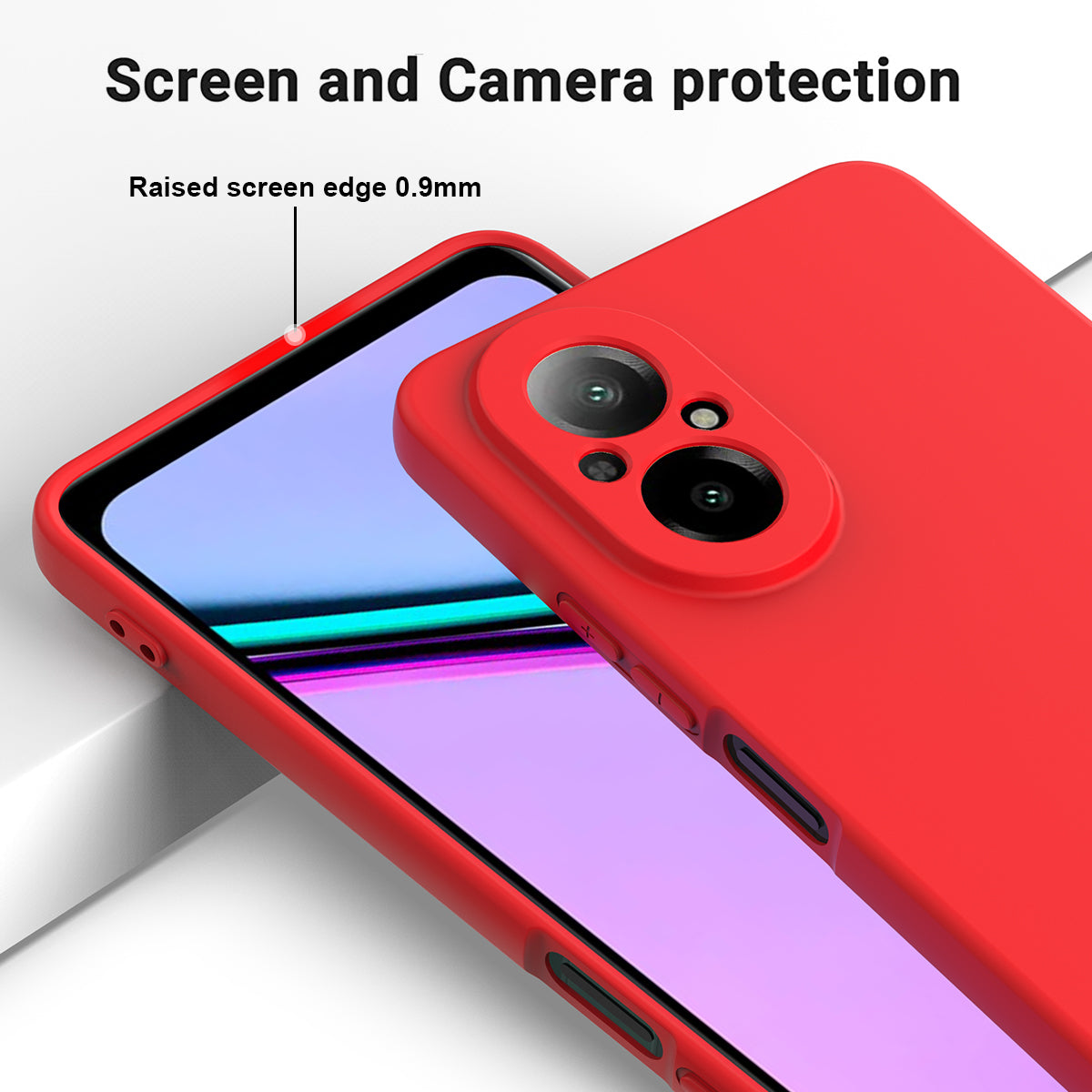 For Realme C67 4G Case Liquid Silicone Fiber Lining Protective Phone Cover with Strap
