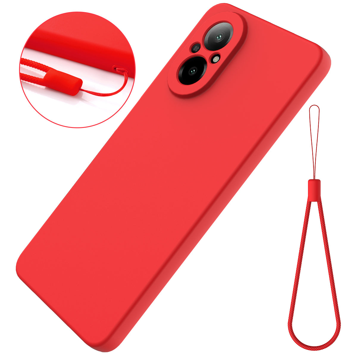 For Realme C67 4G Case Liquid Silicone Fiber Lining Protective Phone Cover with Strap