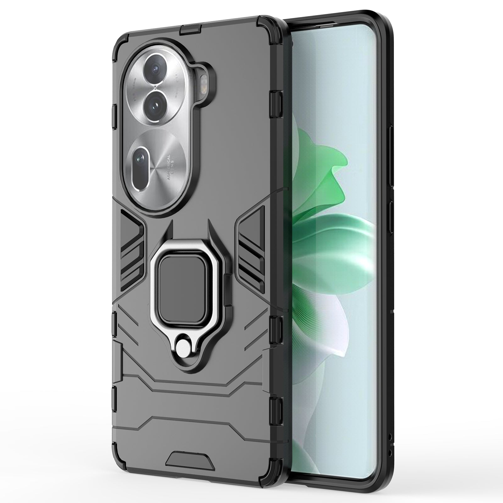 For Oppo Reno11 Pro 5G (Global) Case Ring Holder Kickstand PC+TPU Phone Cover