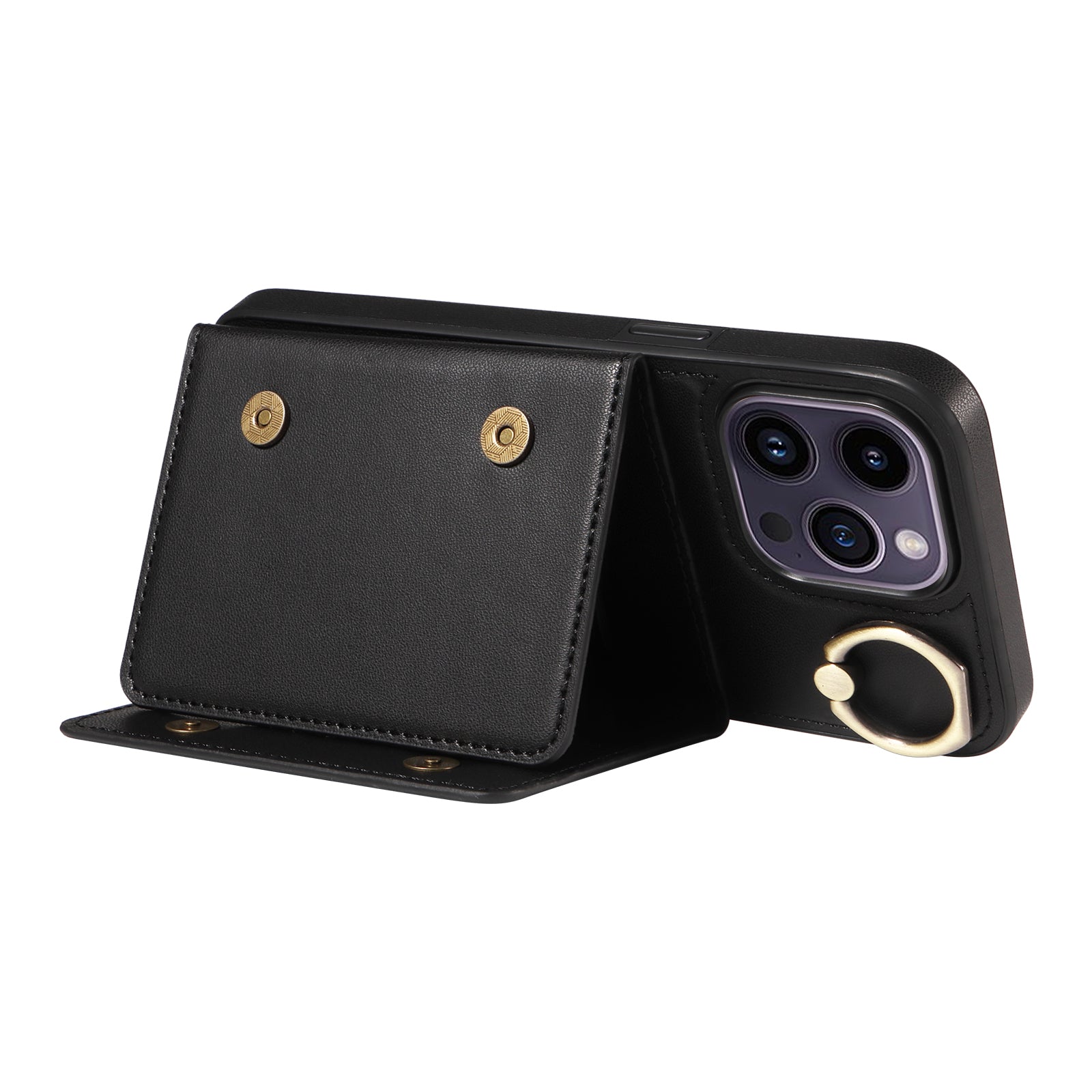 007 For iPhone 14 Pro Max Crossbody Case Leather+TPU Card Holder Phone Cover