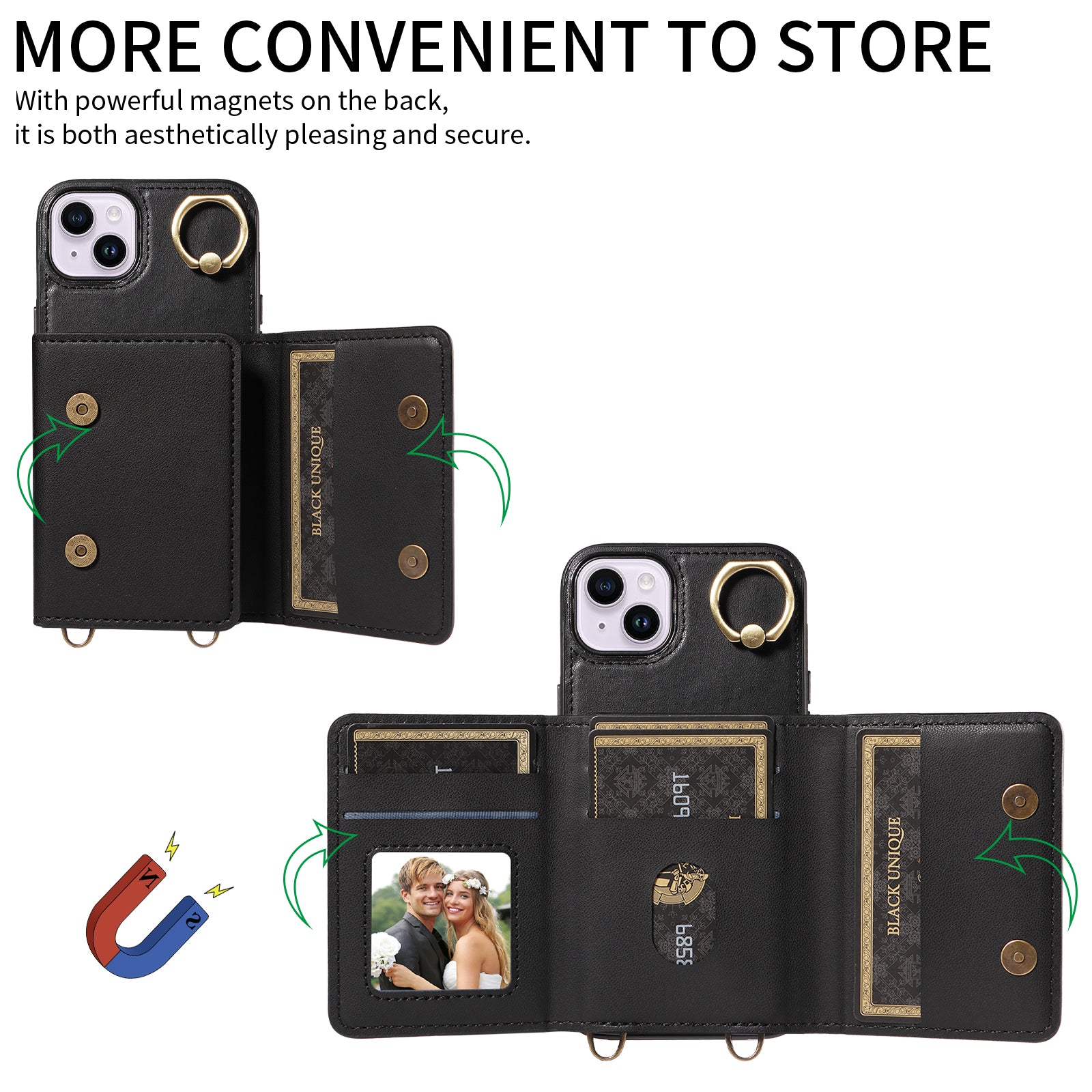 007 For iPhone 14 Plus Case PU Leather+TPU Card Holder Protective Phone Cover