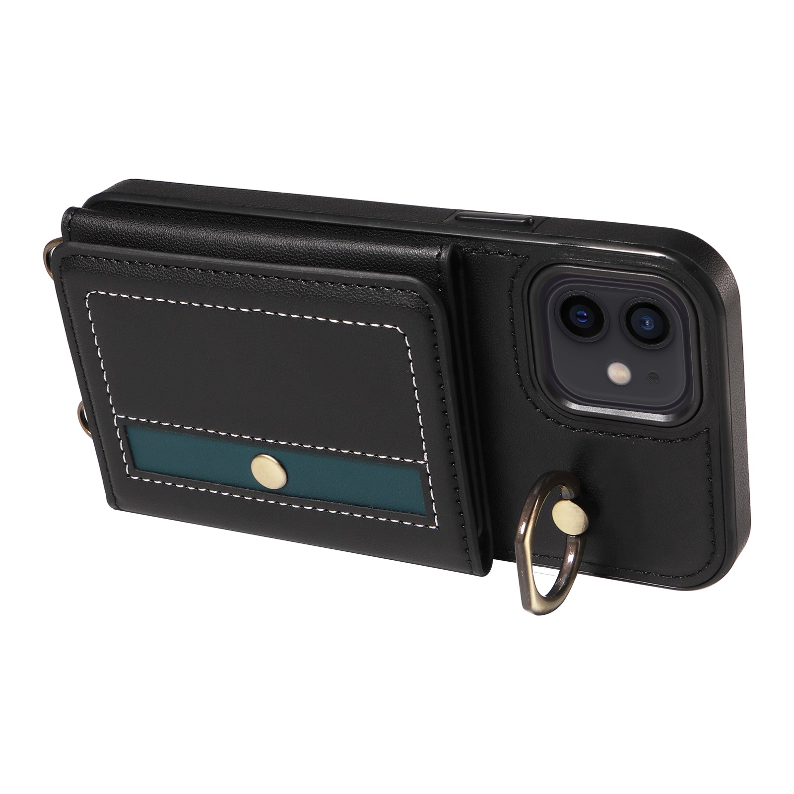 007 For iPhone 12 / 12 Pro Case PU Leather Coated TPU Phone Cover with Card Holder