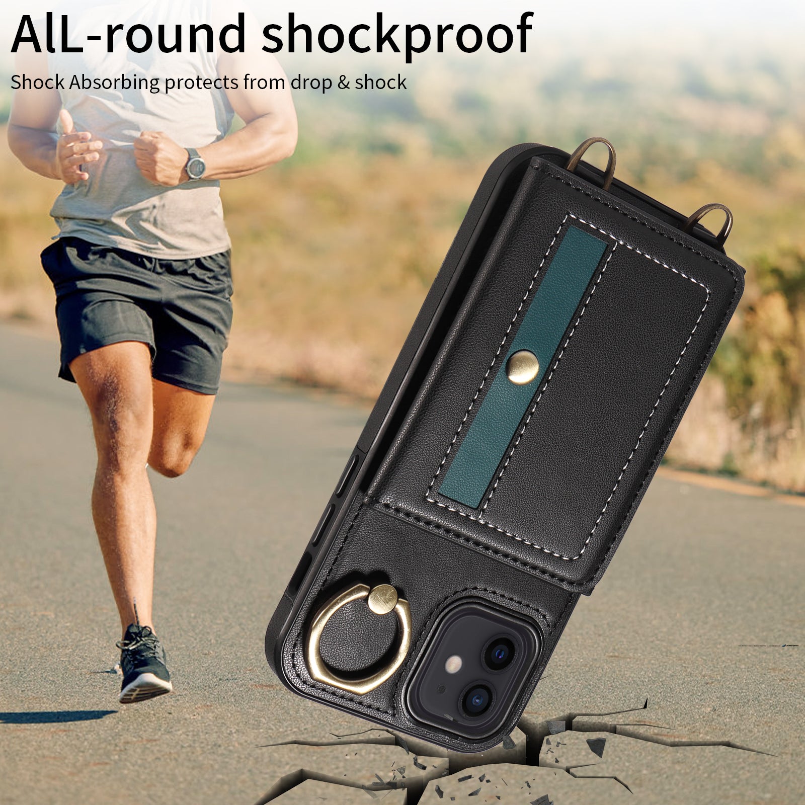 007 For iPhone 12 / 12 Pro Case PU Leather Coated TPU Phone Cover with Card Holder