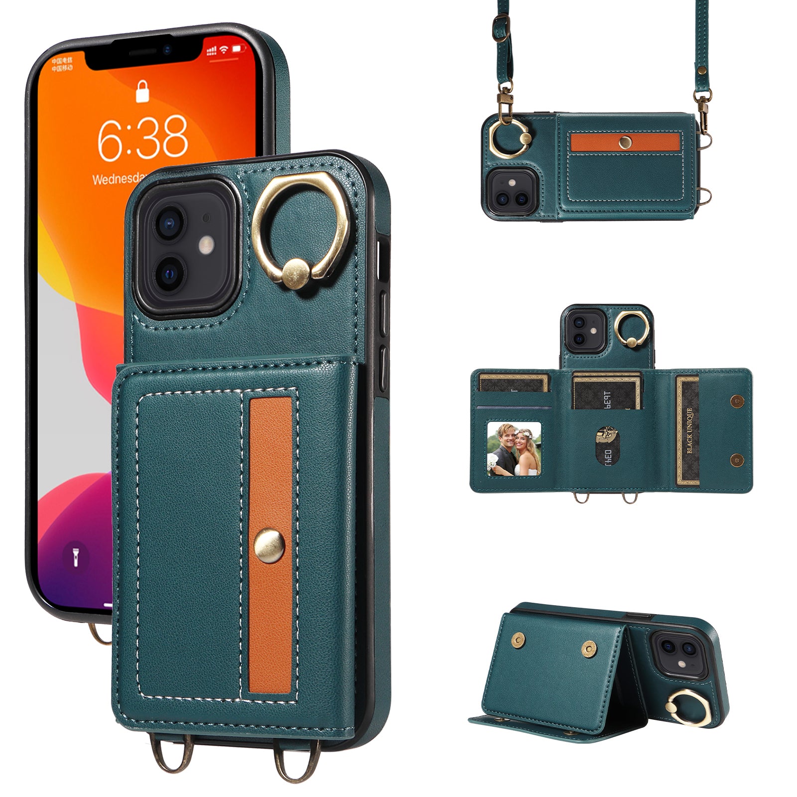 007 For iPhone 12 / 12 Pro Case PU Leather Coated TPU Phone Cover with Card Holder
