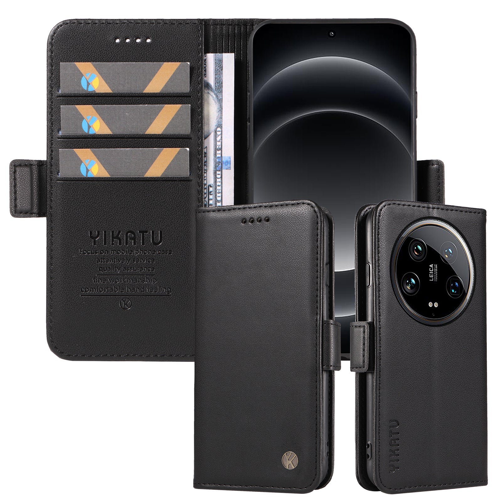 YIKATU YK-003 For Xiaomi 14 Ultra Case Anti-Scratch Leather Wallet Phone Cover