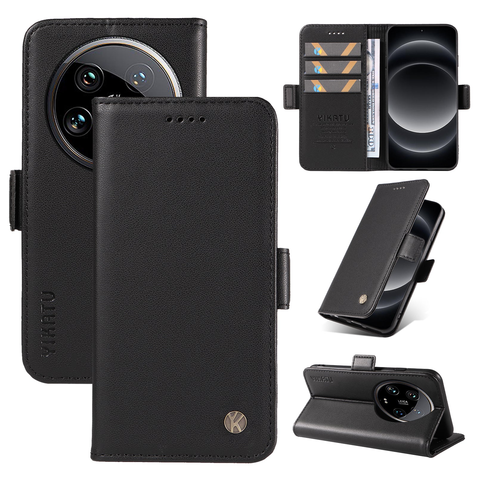 YIKATU YK-003 For Xiaomi 14 Ultra Case Anti-Scratch Leather Wallet Phone Cover