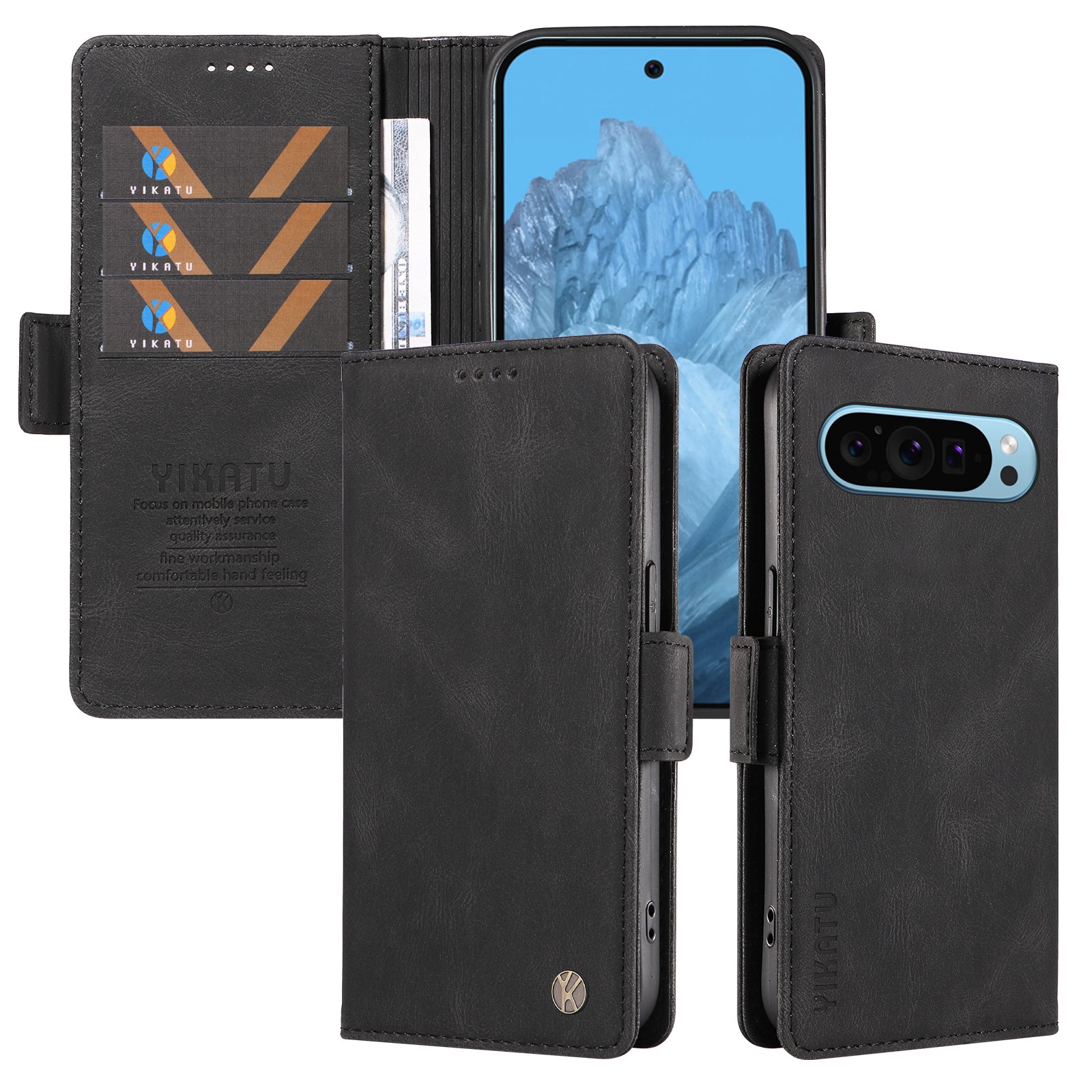 YIKATU YK-004 For Google Pixel 9 Shockproof Case Skin-Touch Leather Phone Cover