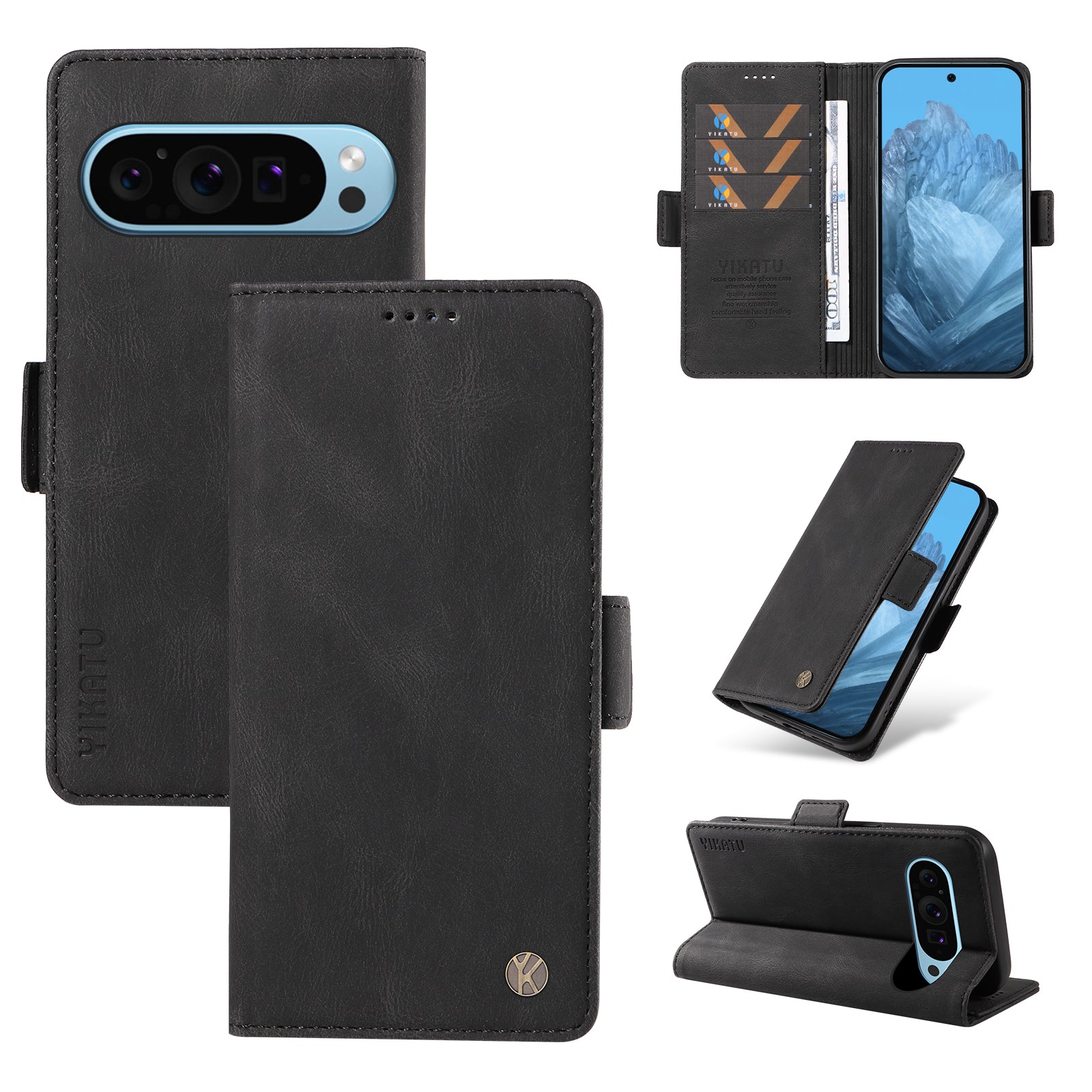 YIKATU YK-004 For Google Pixel 9 Shockproof Case Skin-Touch Leather Phone Cover