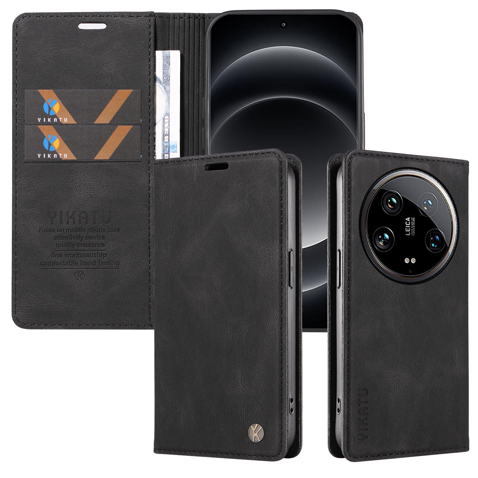 YIKATU YK-004 For Xiaomi 14 Ultra Wallet Phone Case Skin-Touch Leather Flip Cover