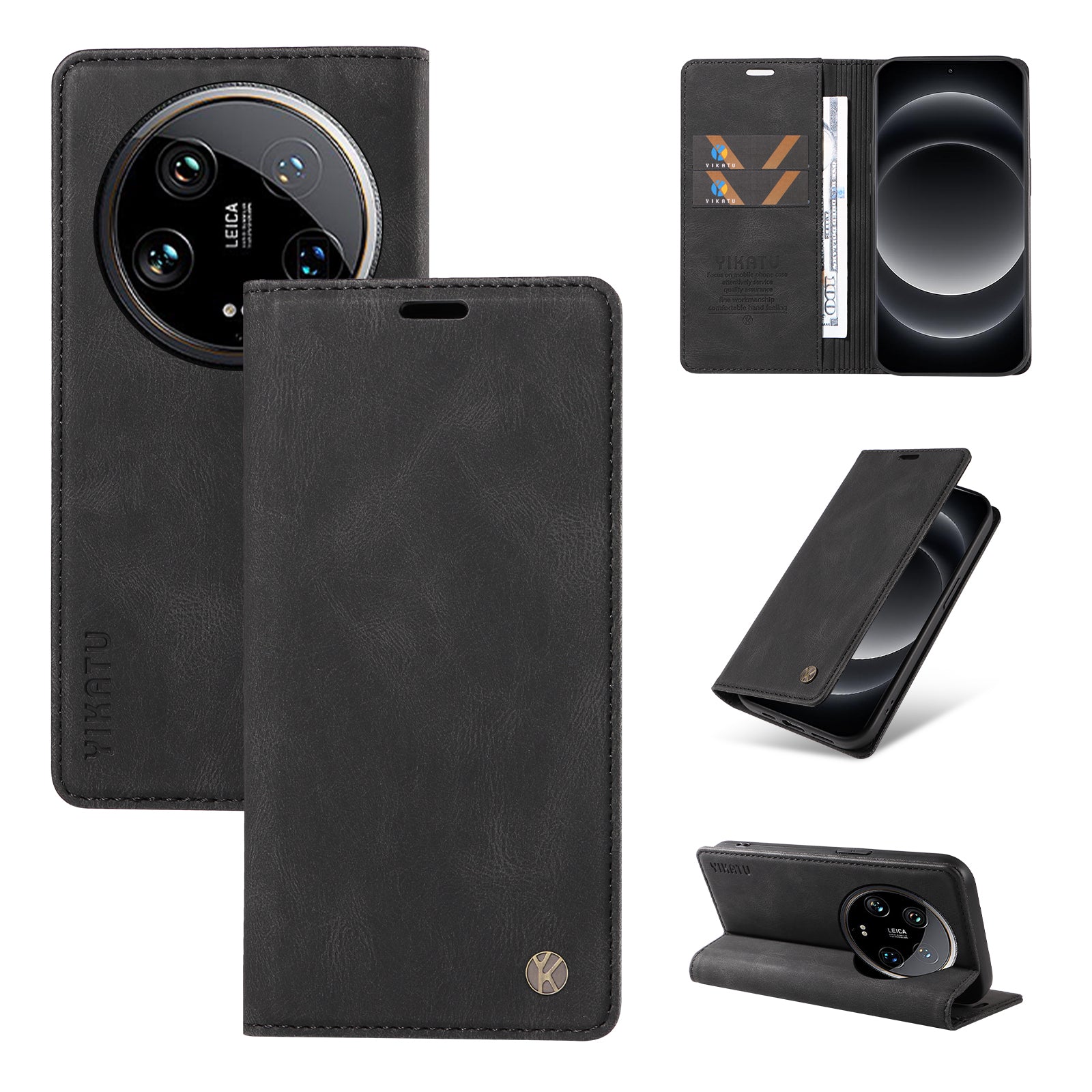 YIKATU YK-004 For Xiaomi 14 Ultra Wallet Phone Case Skin-Touch Leather Flip Cover
