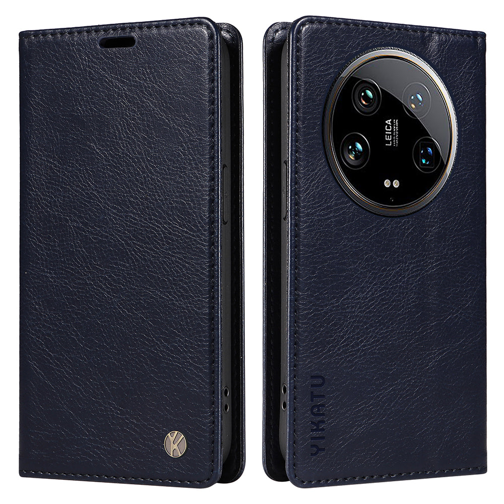 YIKATU YK-006 For Xiaomi 14 Ultra Wallet Case Magnetic Closure Leather Litchi Texture Phone Cover