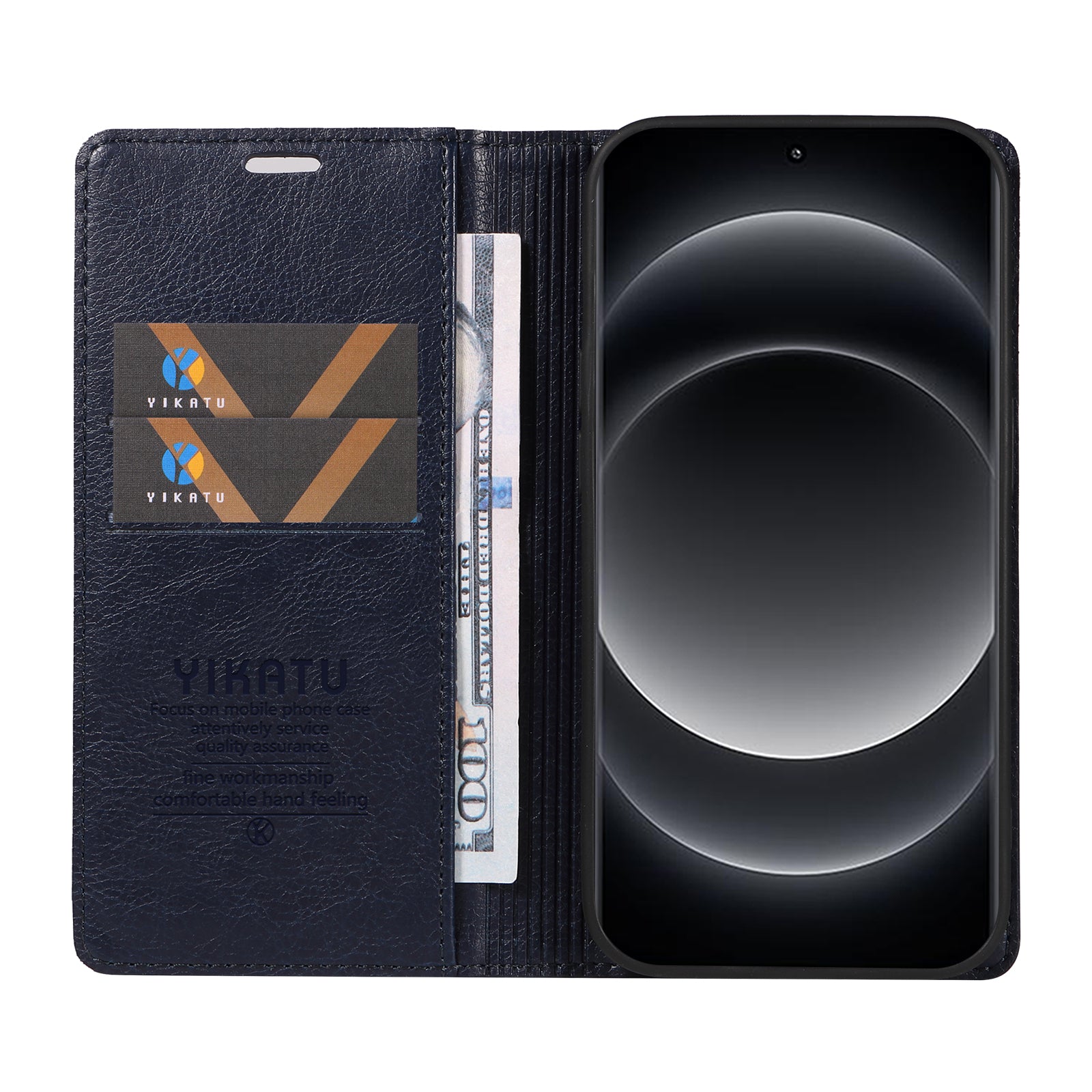 YIKATU YK-006 For Xiaomi 14 Ultra Wallet Case Magnetic Closure Leather Litchi Texture Phone Cover
